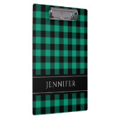 Name Grün & Schwarz Karo Gingham Muster Klemmbrett (Rechts)