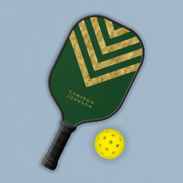 Name Grün und Imitate Gold Zickzack hinzufügen Pickleball Schläger