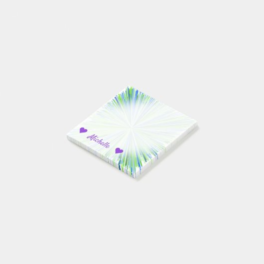 Name + Grüne Abstufungen und Blue Post-it Klebezettel (angewinkelt)