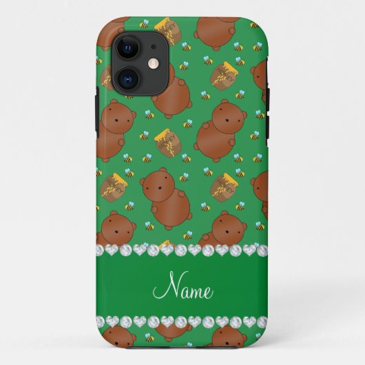 Name Grüne Bären Honigtöpfe Muster Case-Mate iPhone Hülle (Rückseite)