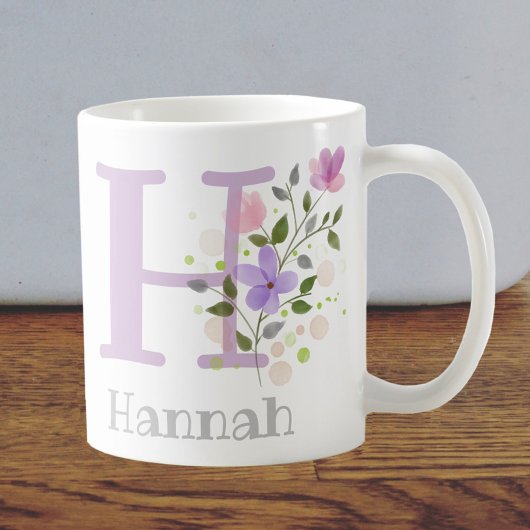 Name Hannah mit Blume Kaffeetasse