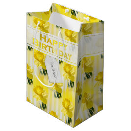 Name "Happy Birthday" Gelbe Daffodils Fotografie Mittlere Geschenktüte
