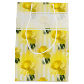 Name "Happy Birthday" Gelbe Daffodils Fotografie Mittlere Geschenktüte (Rückseite)