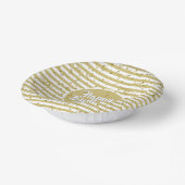 Name Happy Birthday Yellow Simple Stripes Pattern Pappteller (Gewinkelt)