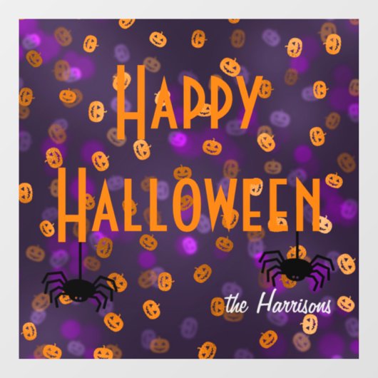 Name, Happy Halloween Pumpkins 12x12 Fensteraufkleber (Blatt)
