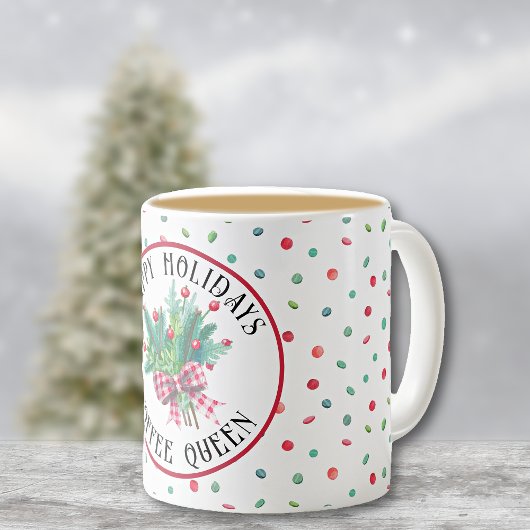 Name Happy Holidays Green Ferns Candy Muster 11oz Kaffeetasse