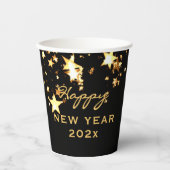 Name, Happy New Year Black & Gold 8oz oder 12oz Pappbecher (Vorderseite)