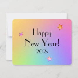 Name || Happy New Year Gradient Rainbow and Gold  Feiertagskarte
