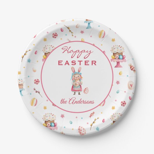 Name, Happy Oaster Spring 7-in Round Paper Teller (Vorderseite)