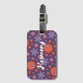 Name Happy Retro Blume 70er Daisy Funny Niedlich h Gepäckanhänger (Vorderseite Vertikal)