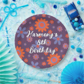 Name Happy Retro Blume 70er Daisy Funny Niedlich h Pappteller (Party)