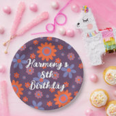 Name Happy Retro Blume 70er Daisy Funny Niedlich h Pappteller (Party)