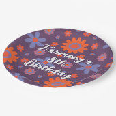 Name Happy Retro Blume 70er Daisy Funny Niedlich h Pappteller (Schrägansicht)