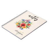 Name || Helles Wasserfarben-Blumenbouquet Notizblock (Linke Seite)