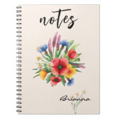 Name || Helles Wasserfarben-Blumenbouquet Notizblock (Vorderseite)