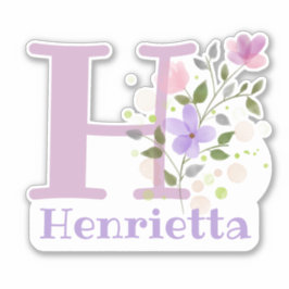 Name Henrietta & Initial mit Blumendesign Aufkleber