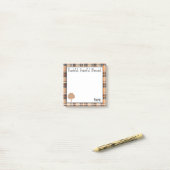 Name, Herbst Kariert Post-it Klebezettel (Auf Schreibtisch)