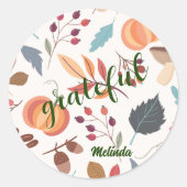 Name, Herbstmuster, 3-Zoll-Rundmuster Runder Aufkleber (Vorderseite)