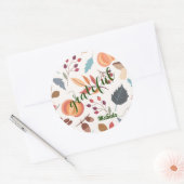 Name, Herbstmuster, 3-Zoll-Rundmuster Runder Aufkleber (Umschlag)