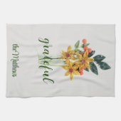 Name, Herbstpapier Gequillte Blume, dankbar, Geschirrtuch (Horizontal)