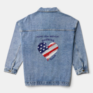 Name Herz der amerikanischen Flagge zum 250. Ge Jeansjacke