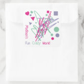 Name Herz-Quadrate Dots Dreiecke Spaß verrückte We Quadratischer Aufkleber (Tasche)