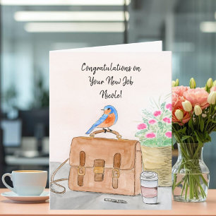 Name Herzlichen Glückwunsch zum neuen Job Bluebird Karte