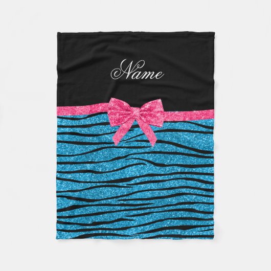 Name Himmelblau Glitzern zebra Streifen rosa Bug Fleecedecke (Vorderseite)