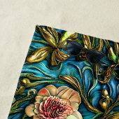 Name hinzufügen, 3D-Rosa-Blume Grüne Blätter auf B Strandtuch (Beispiel)