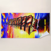 Name hinzufügen, Abstraktes Piratenschiff Strandtuch (Vorderseite)