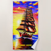 Name hinzufügen, Abstraktes Piratenschiff Strandtuch (Vorderseite)