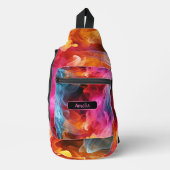 Name hinzufügen, Abstraktes Verwirren Crossbody Bag (Vorderseite)