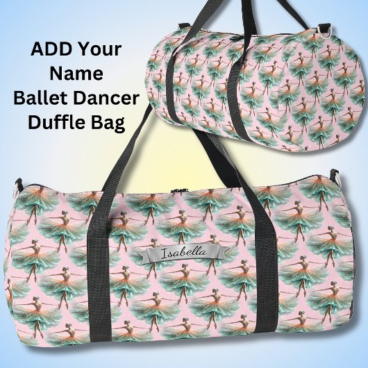 Name hinzufügen, Aqua Apricot tanzen Ballerina auf Duffle Bag