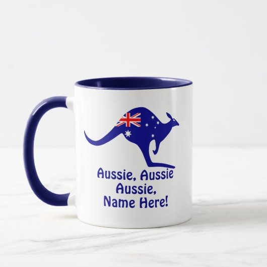 Name hinzufügen, Aussie Aussie Aussie, Blue Kangar Tasse (Links)
