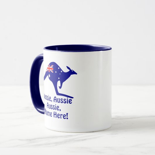 Name hinzufügen, Aussie Aussie Aussie, Blue Kangar Tasse (Vorderseite Links)