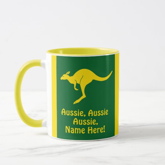 Name hinzufügen, Aussie Aussie Aussie Green Gold K Tasse (Links)