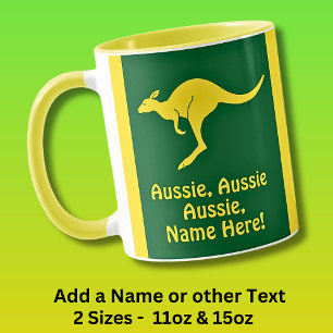 Name hinzufügen, Aussie Aussie Aussie Green Gold K Tasse