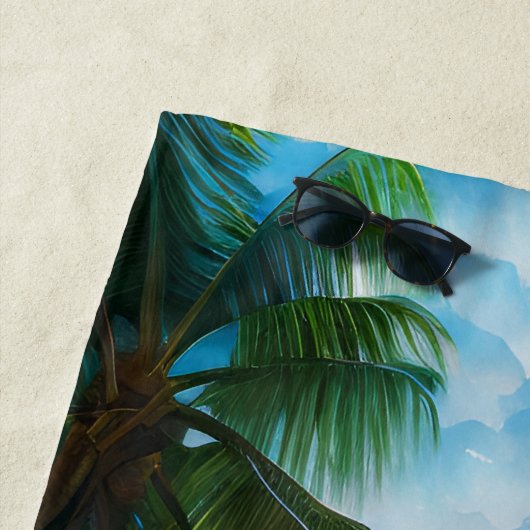 Name hinzufügen, Beachszene mit roten Blume Strandtuch (Beispiel)