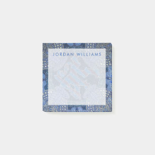 Name hinzufügen  Blue Verziert Mosaic Art, Deutsc Post-it Klebezettel