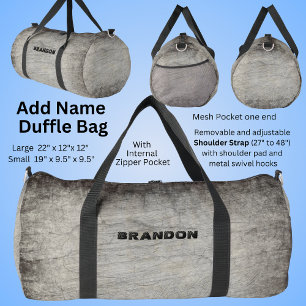 Name hinzufügen, Braun Grauer Stein Grunge  Duffle Bag