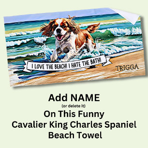 Name hinzufügen, Cavalier King Charles Spaniel in Strandtuch