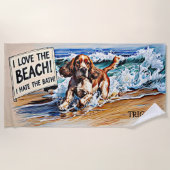 Name hinzufügen, Cocker Spaniel Splashing in Waves Strandtuch (Vorderseite)