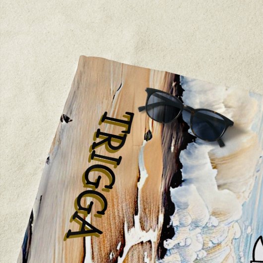 Name hinzufügen, deutscher Kurzzeiger in Wellen Strandtuch (Beispiel)