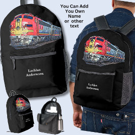 Name hinzufügen - Diesel-Lokomotive Bedruckter Rucksack