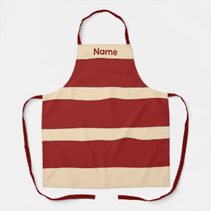 Name hinzufügen Dk Red + Creme Streifen Kitchen Cr Schürze