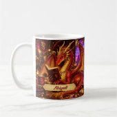 Name hinzufügen, Fantasy-Drache mit Buch und Kaffe Kaffeetasse (Links)