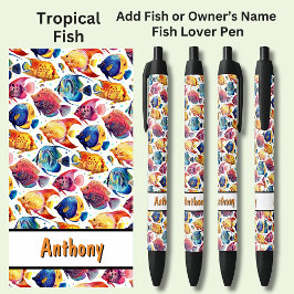 Name hinzufügen, farbenfroher tropischer Fisch Kugelschreiber