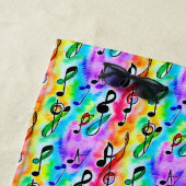 Name hinzufügen, farbige Musiknoten Abstrakt Strandtuch (Beispiel)