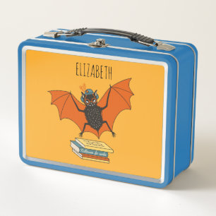 Name hinzufügen Fledermaus Bibliothekarin mit Büch Metall Brotdose