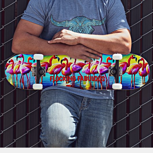 Name hinzufügen Flocking Fabulous Flamingo Rosa Ro Skateboard
